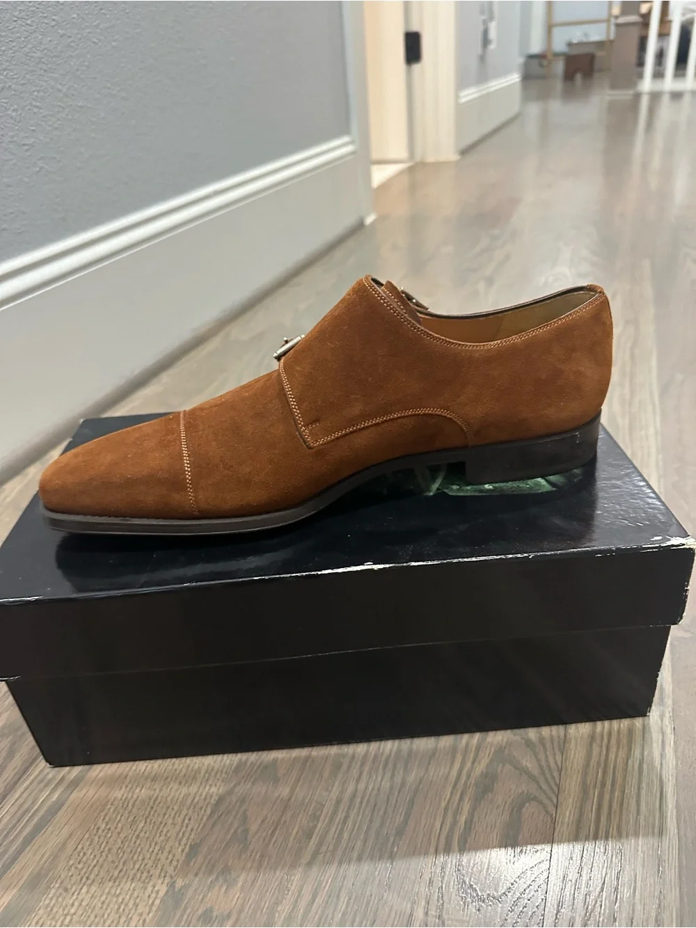 Magnanni Cognac Suede Double Monk Strap Oxfords